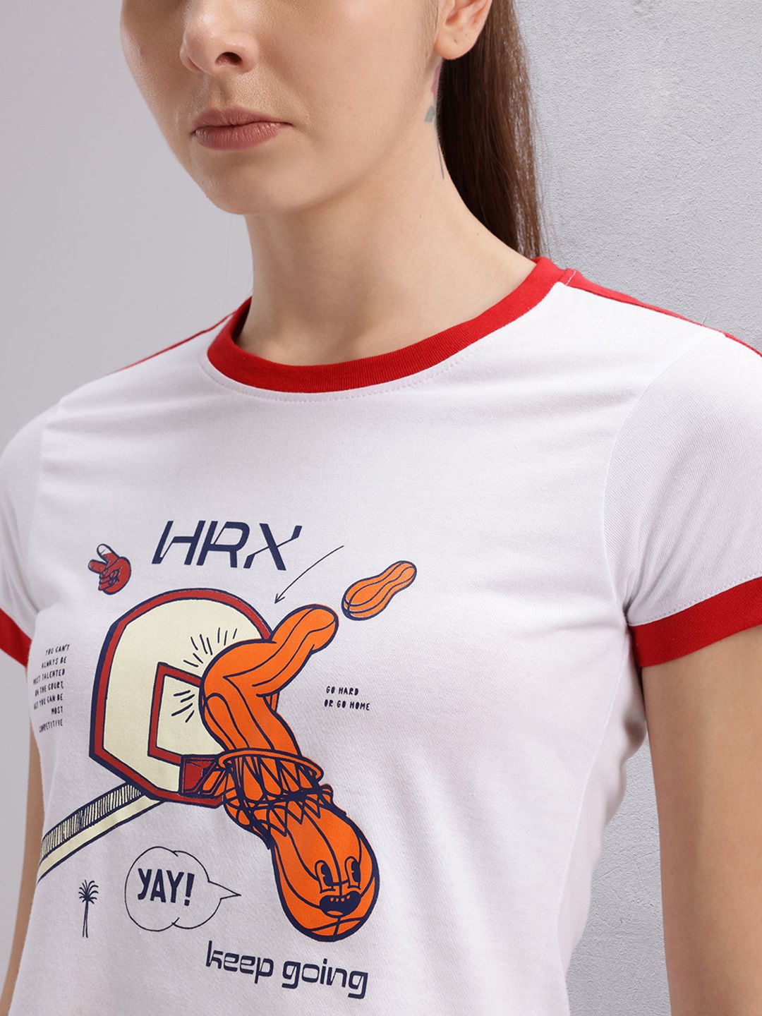 HRX by Hrithik Roshan Graphic Print Crop T-shirt