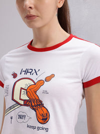HRX by Hrithik Roshan Graphic Print Crop T-shirt