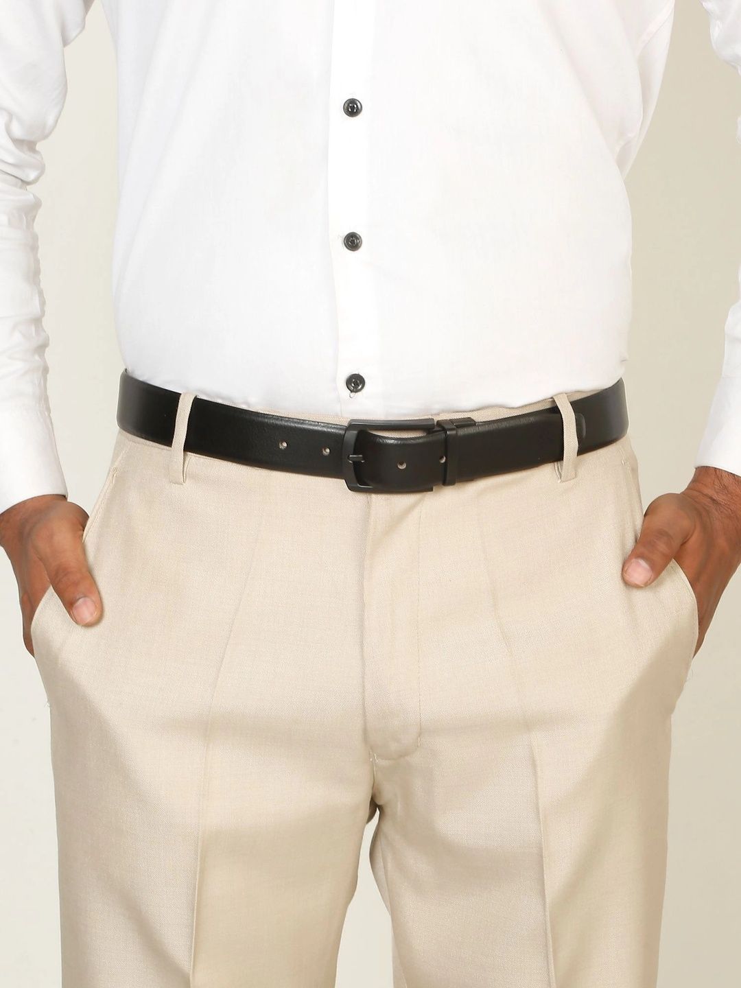 Teakwood Leathers Men Textured Leather Reversible Formal Belt