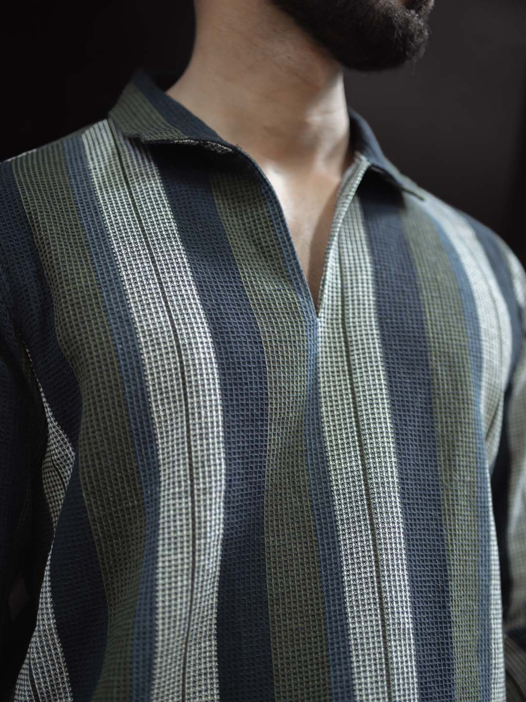 Powerlook Men Spread Collar Multi Striped Cotton Casual Shirt
