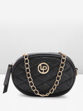 Lino Perros Geometric Textured Structured Sling Bag with Quilted Detail