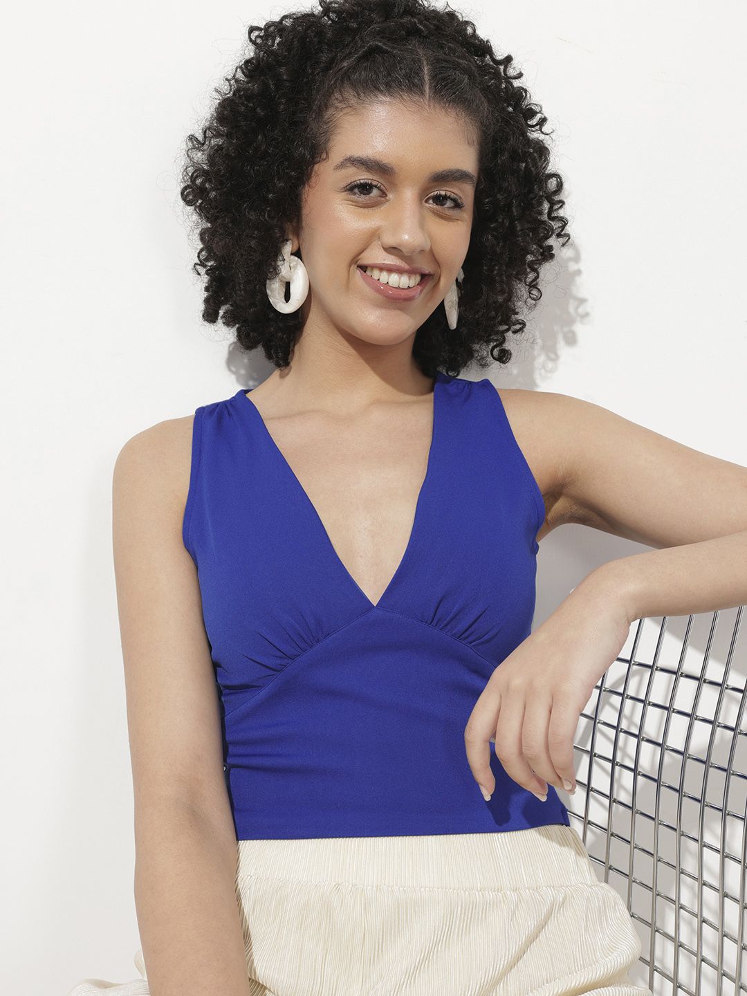 DressBerry Electric Blue Edgy Essential Crop Top