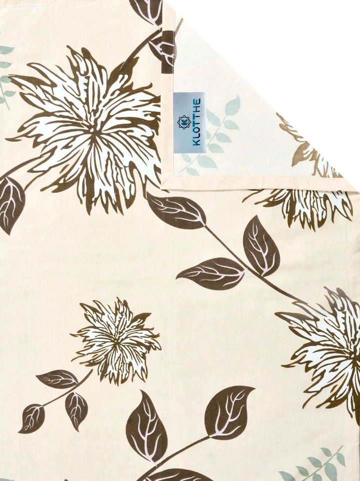 KLOTTHE Beige Floral 300 TC King Bedsheet with 2 Pillow Covers