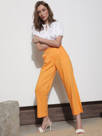 RAREISM Women Slim Fit Pleated Trousers