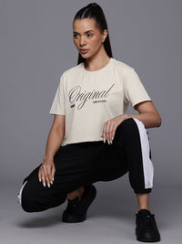 HRX by Hrithik Roshan Lifestyle Typography Print Crop T-shirt