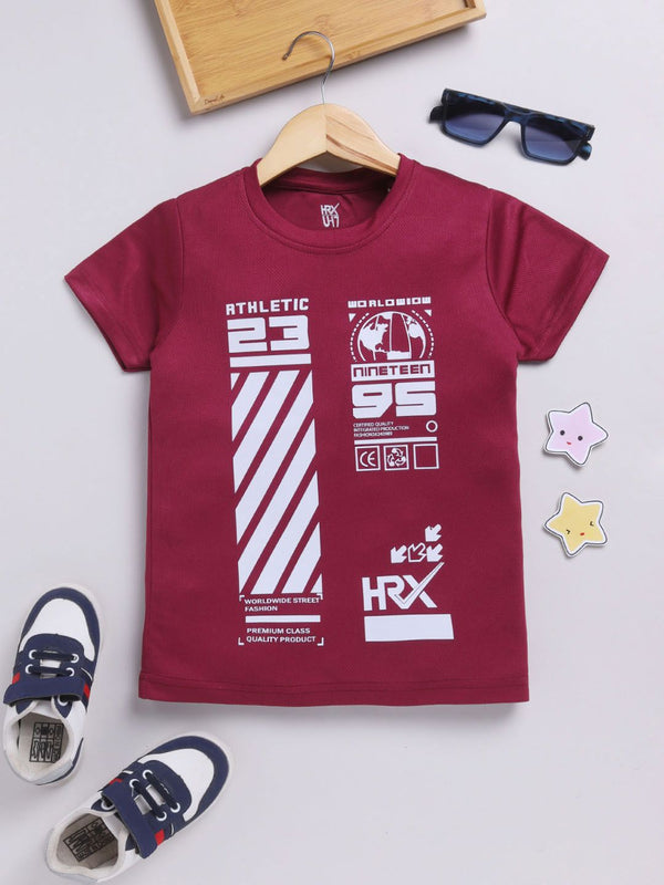 HRX by Hrithik Roshan Boys Typography Printed Rapid-Dry T-shirt