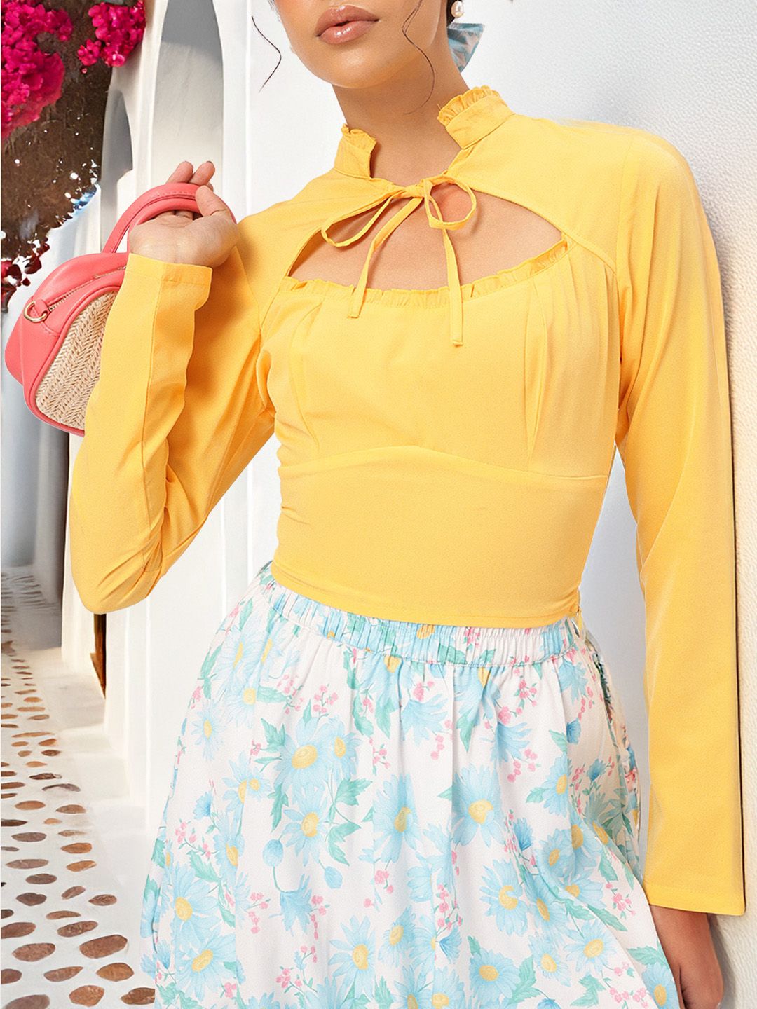 DressBerry Cutesy Tie-Up Soft Girl Empire Top
