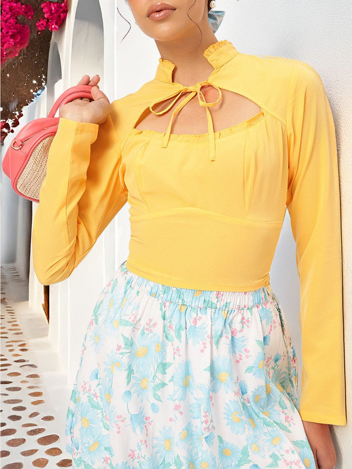 DressBerry Cutesy Tie-Up Soft Girl Empire Top