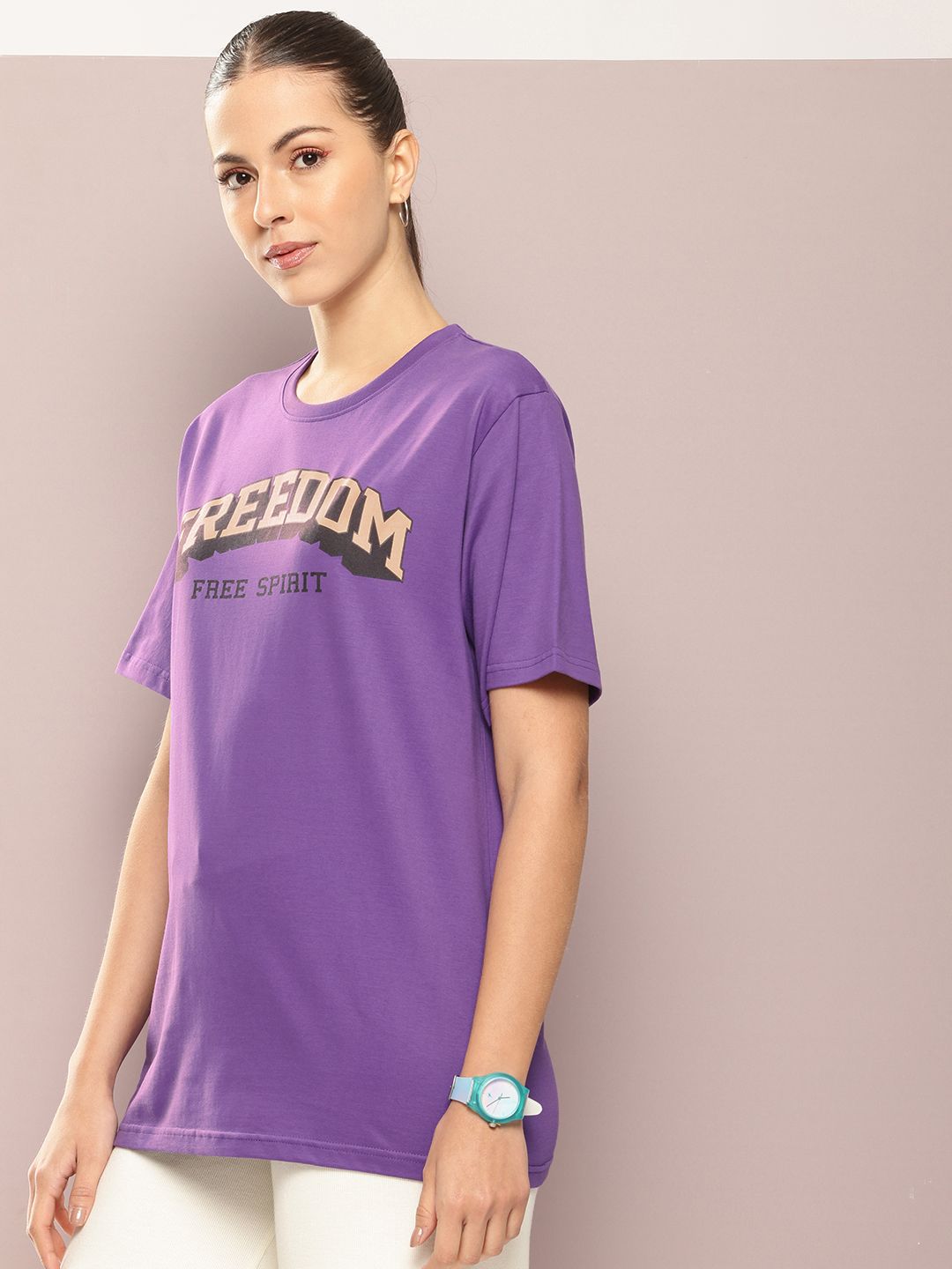 DILLINGER Typography Printed Oversized Pure Cotton T-shirt