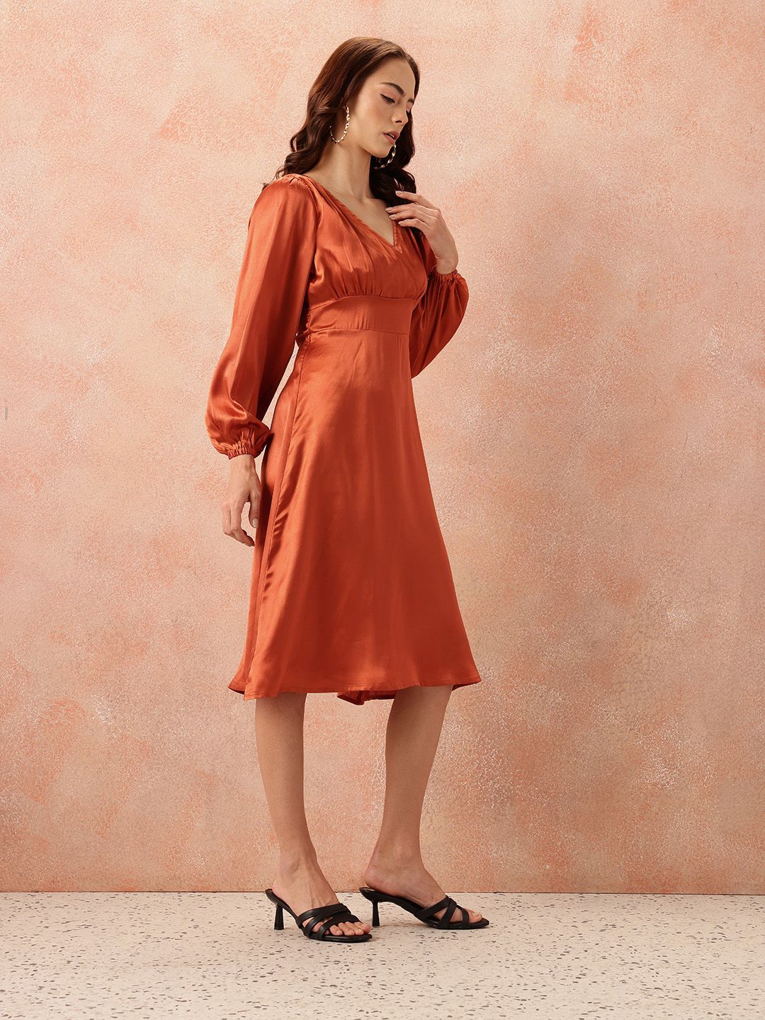 all about you Satin-Finish Wrap Midi Dress