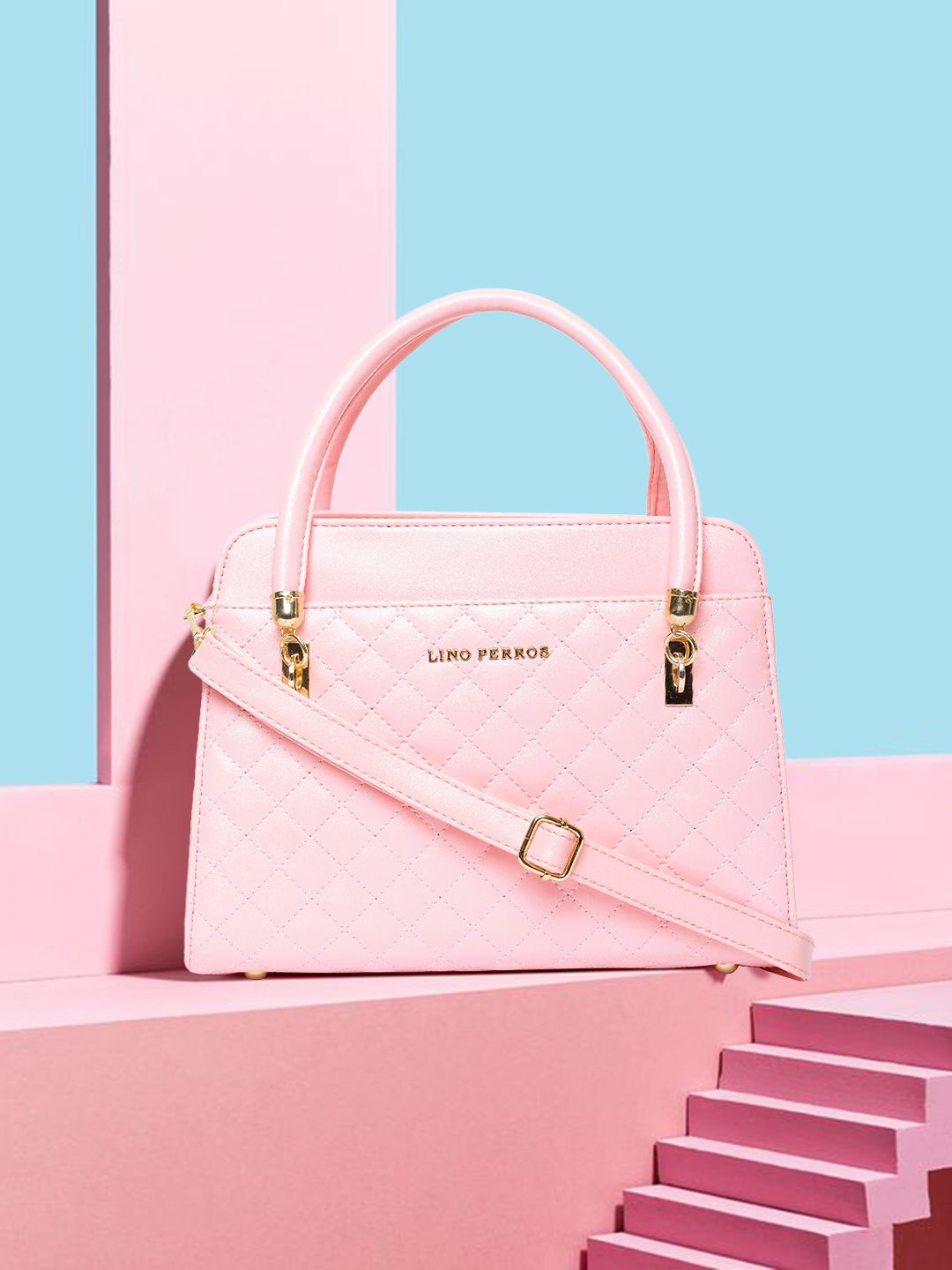 Lino Perros Pink Quilted Handheld Bag