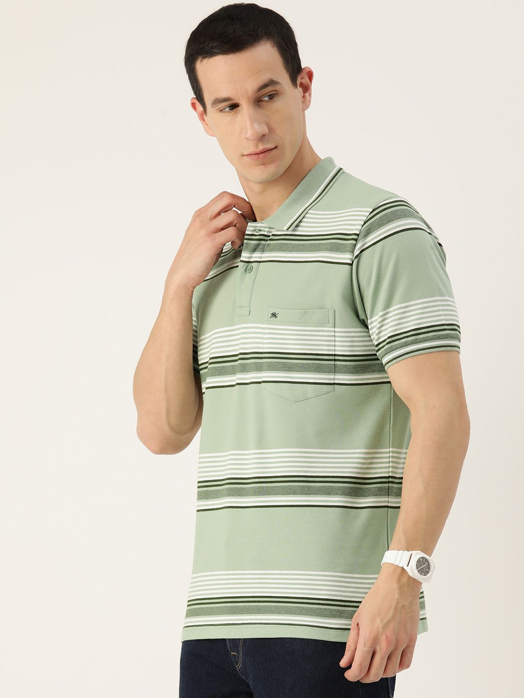 Monte Carlo Men Striped Polo Collar T-shirt