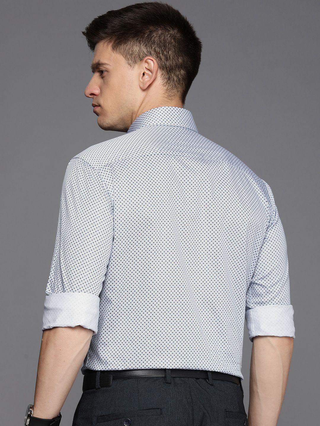 Raymond Pure Cotton Slim Fit Geometric Printed Formal Shirt
