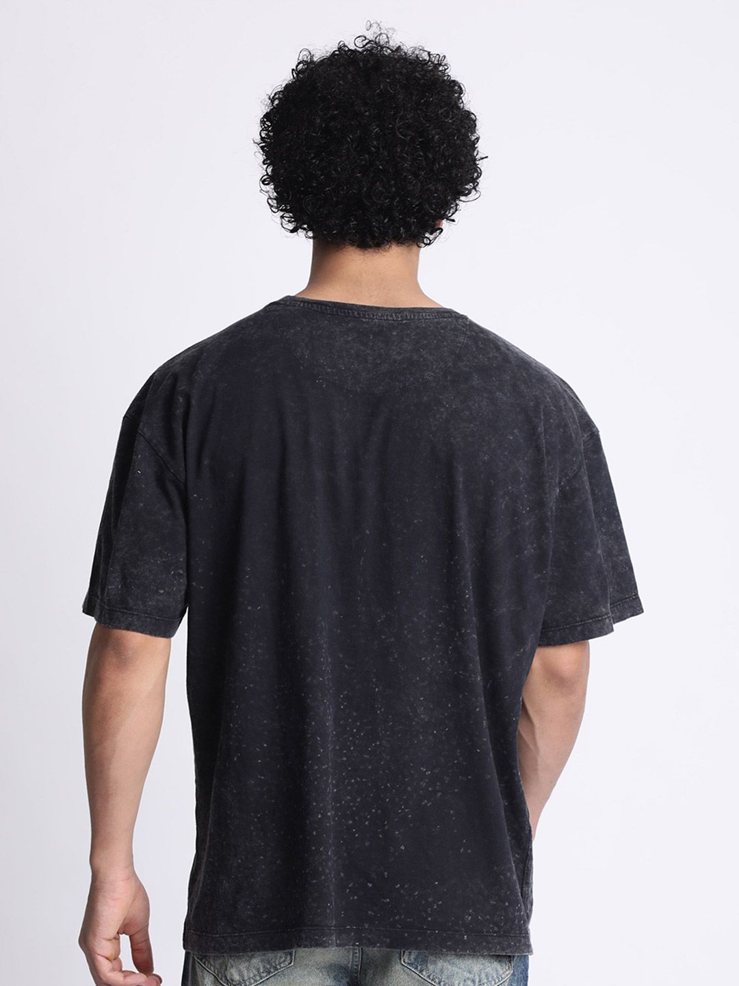 Bene Kleed Men Acid Wash Round Neck Cotton T-shirt