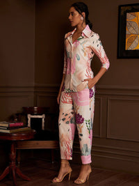 Athena Women Pink Printed Co-Ords