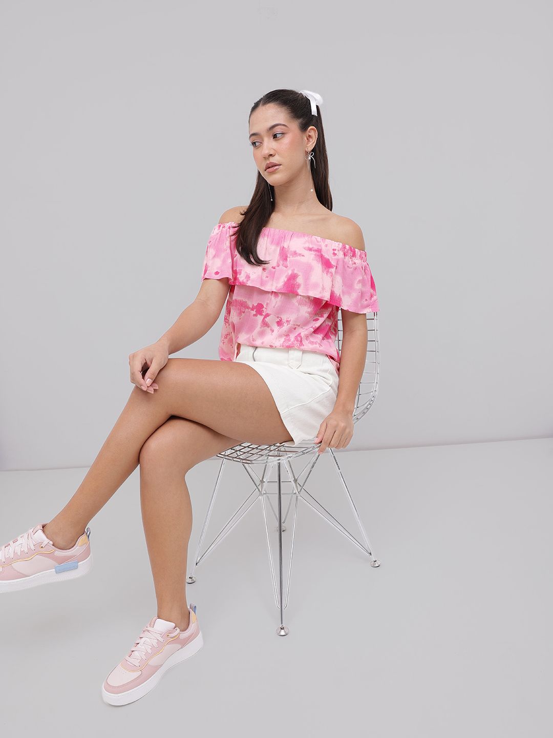 DressBerry Vibrant And Trendy Dyed Off-Shoulder Bardot Top