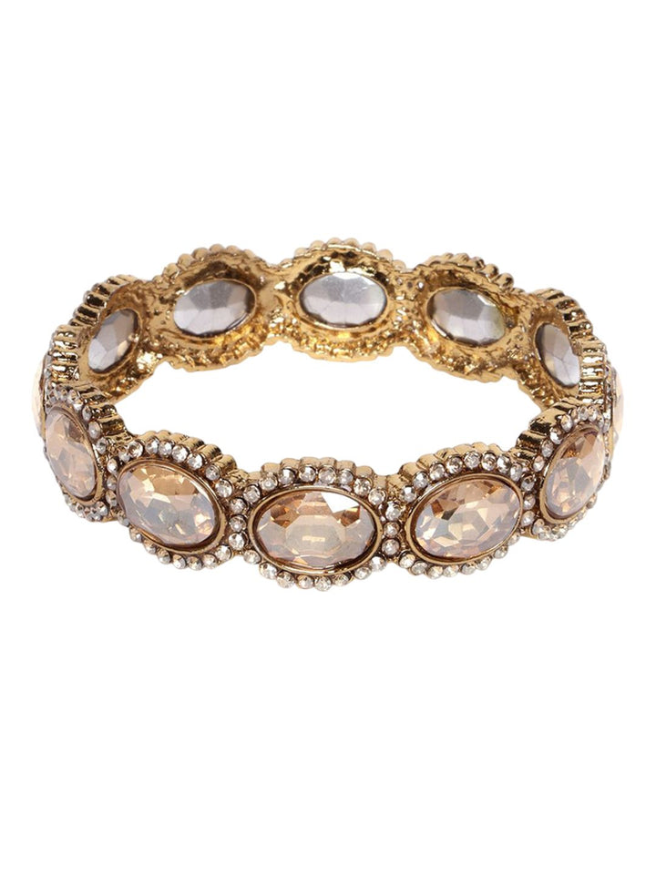PANASH Set Of 2 Gold Plated American Diamond Stone Studded Bangles