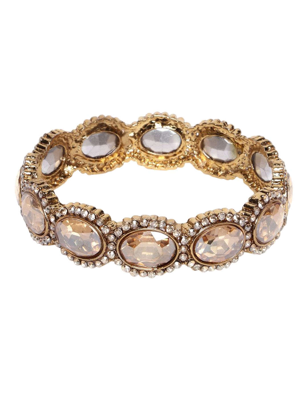 PANASH Set Of 2 Gold Plated American Diamond Stone Studded Bangles