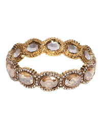 PANASH Set Of 2 Gold Plated American Diamond Stone Studded Bangles