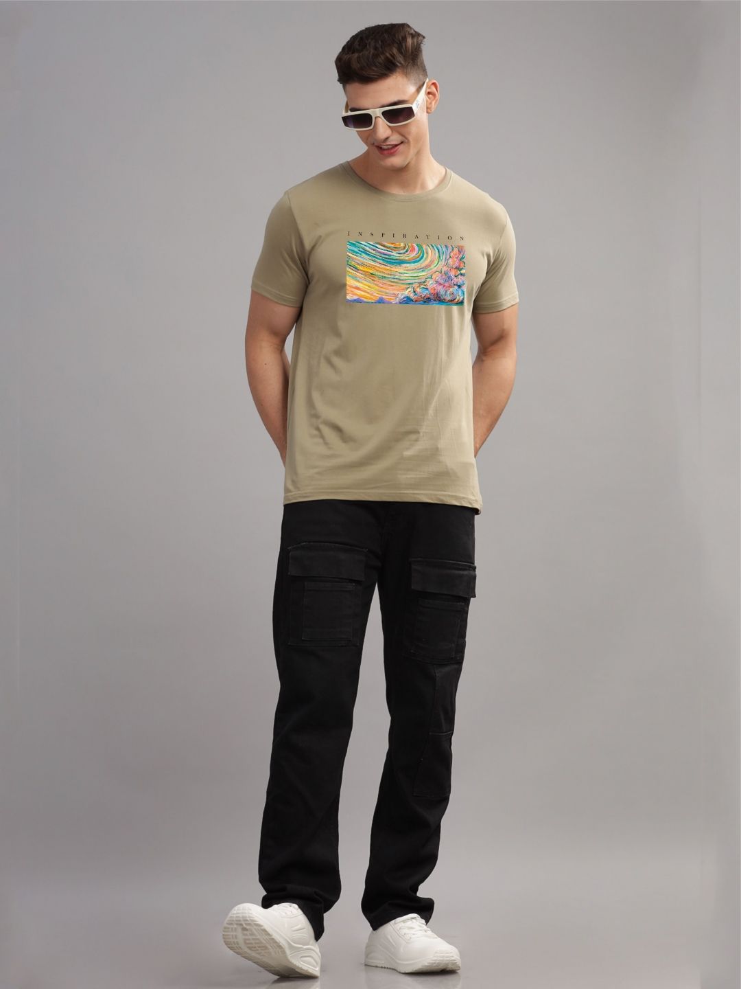 ADRO Typography Printed Round Neck Pure Cotton T-shirt