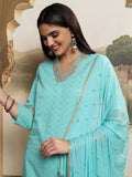Vishudh Women Ethnic Motifs Embroidered  Thread Work Kurta with Trousers & With Dupatta