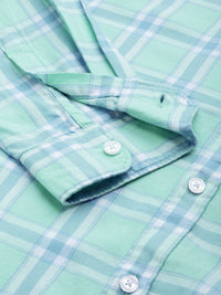 THE BEAR HOUSE Men Sea Green & Blue Slim Fit Checked Casual Shirt