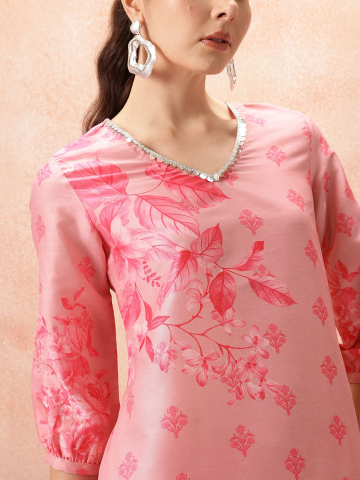 all about you Floral Printed Sequinned Kurta with Palazzos