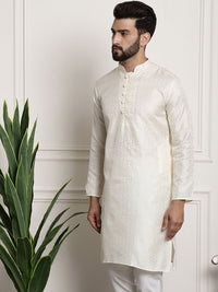 SOJANYA Ethnic Motifs Woven Design Mandarin Collar Long Sleeves Straight Kurta