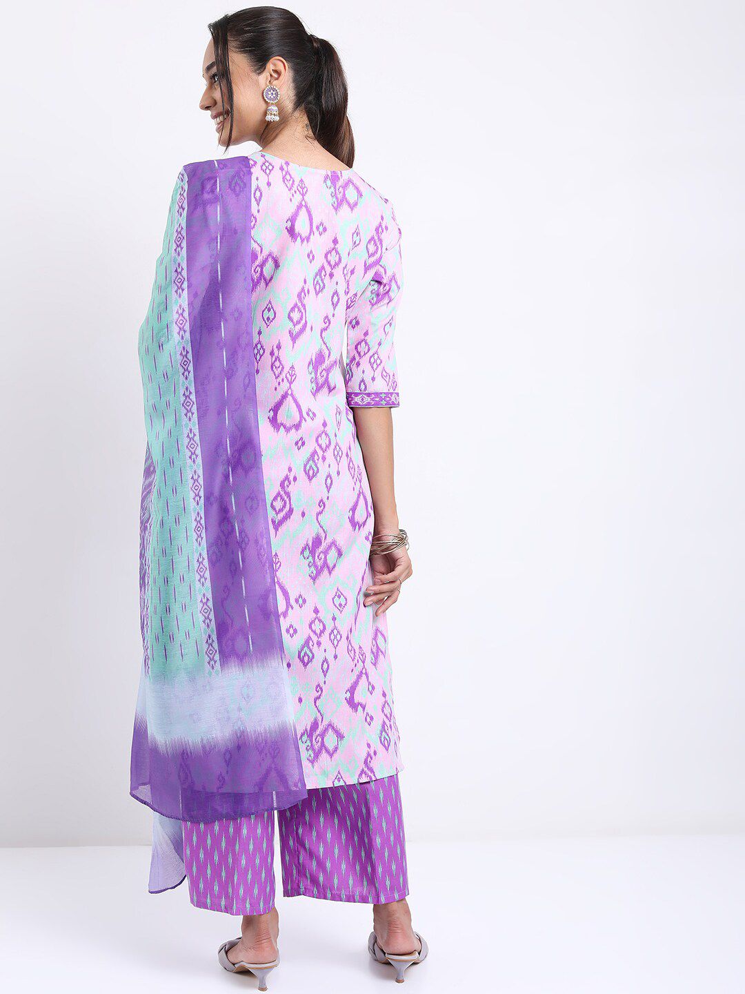 Vishudh Ethnic Motifs Printed Straight Kurta with Palazzos With Dupatta