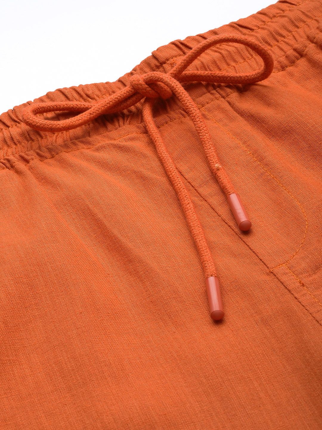 The Indian Garage Co Men Linen Cotton Slim Fit Cargo Shorts