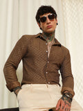 Campus Sutra Comfort Slim Fit Diamond Pattern Spread Collar Casual Shirt