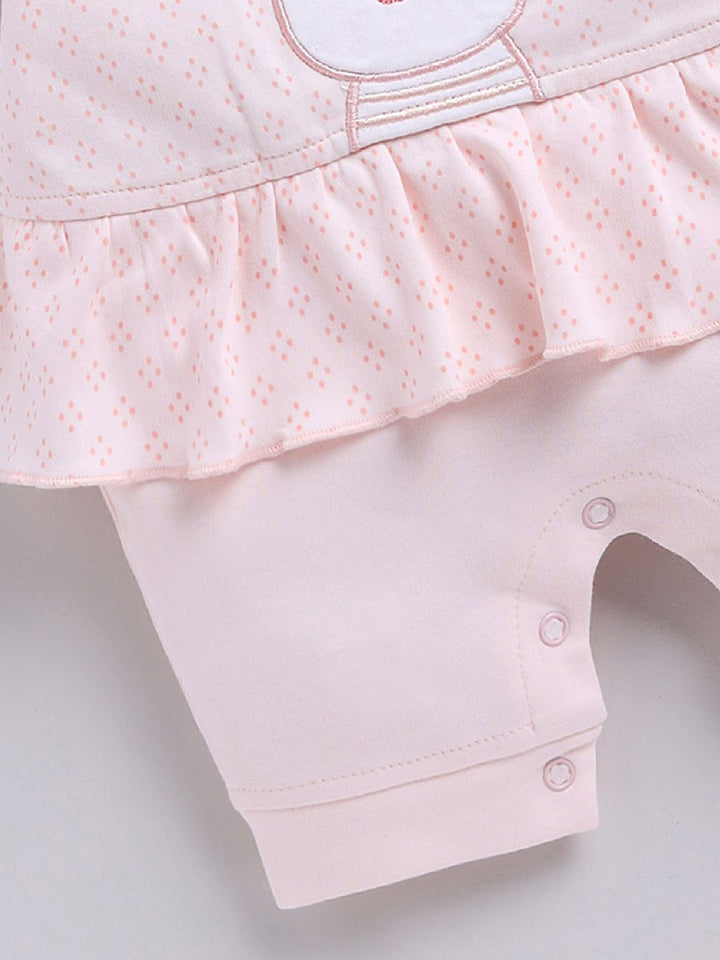 Moms Love Infant Girls Cotton Rompers with Applique Detail
