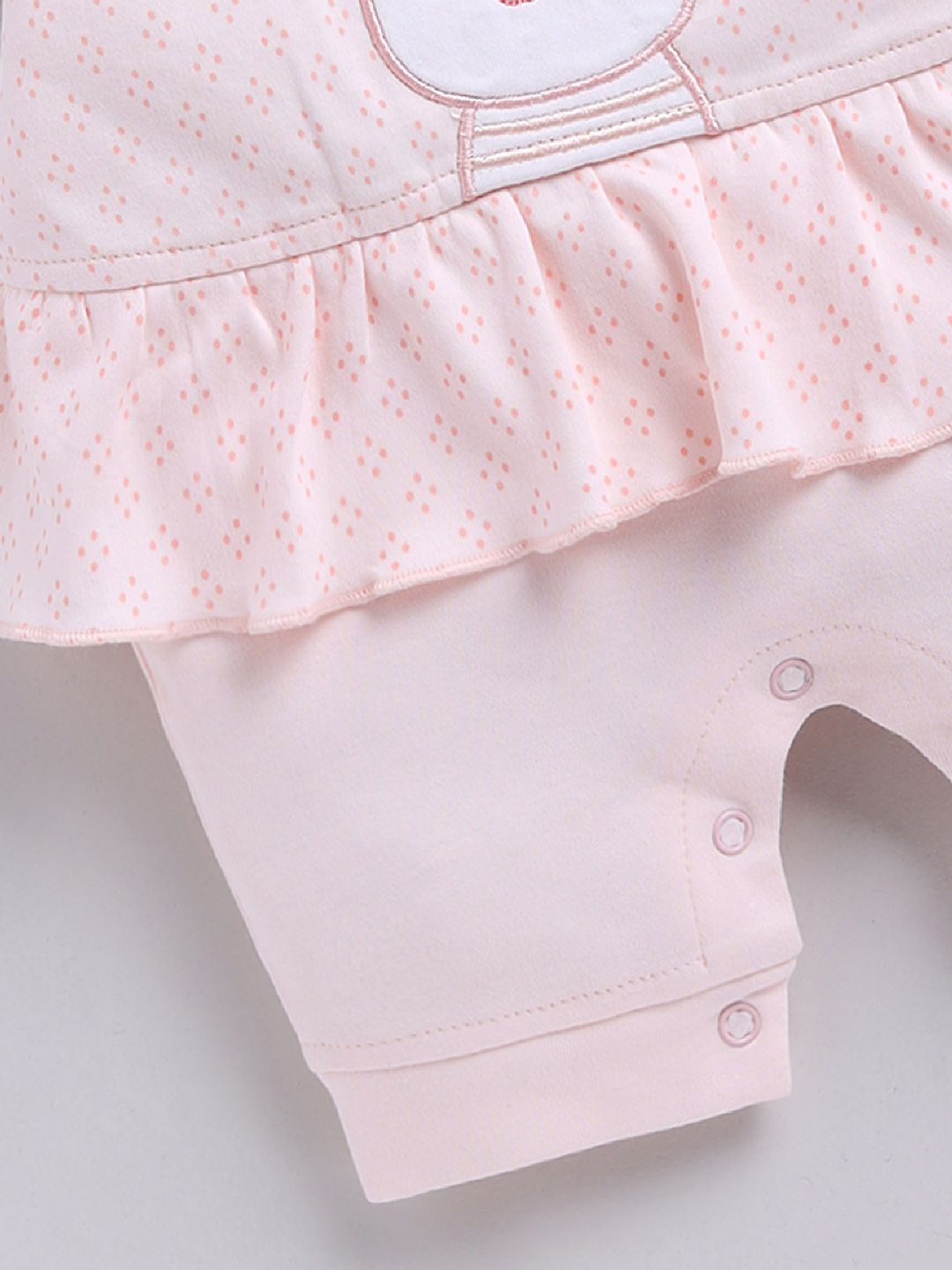 Moms Love Infant Girls Cotton Rompers with Applique Detail
