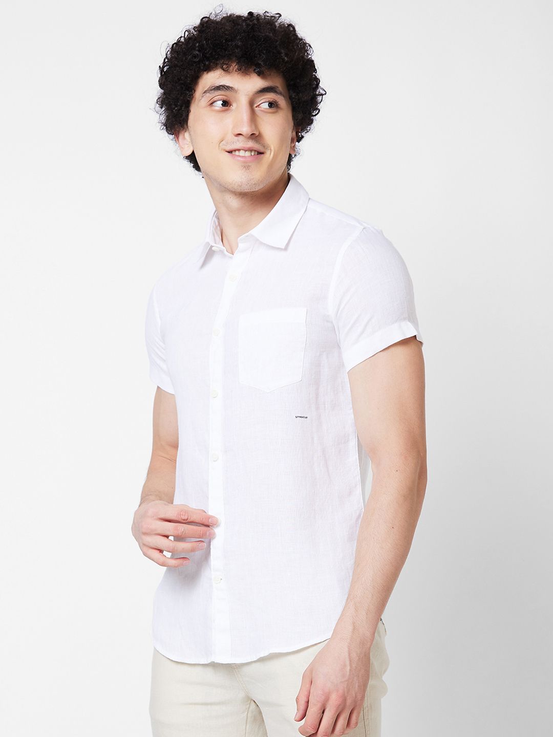 SPYKAR Spread Collar Linen Casual Shirt