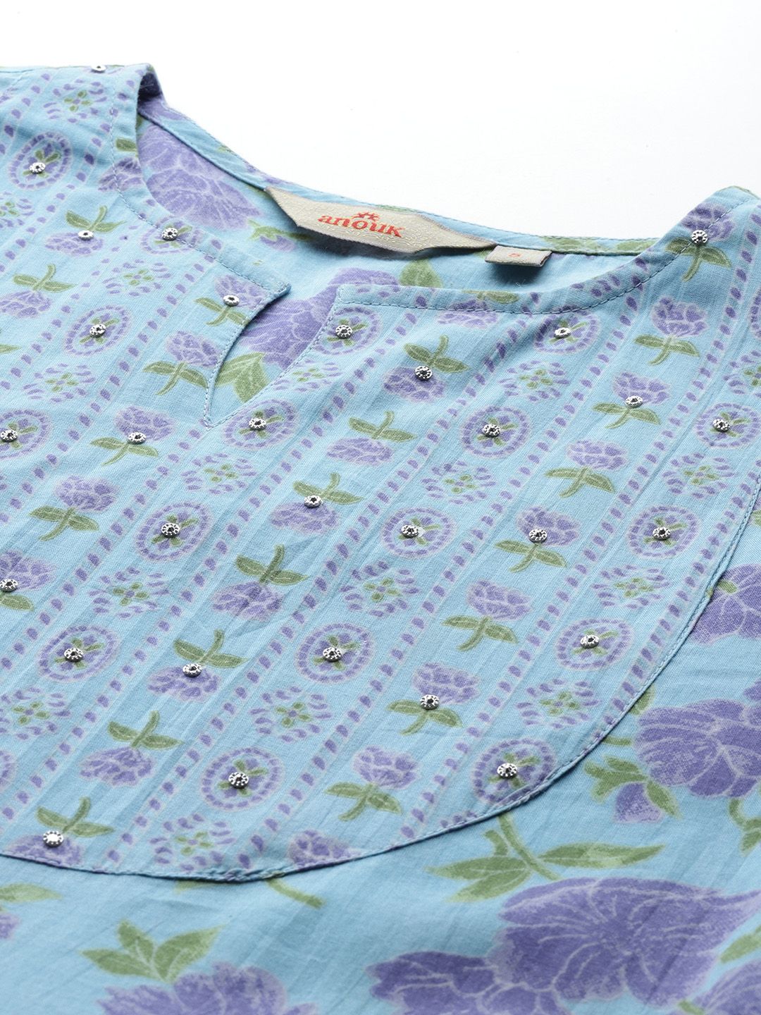 Anouk Floral Print Kurta with Trousers & Dupatta