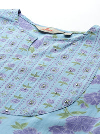 Anouk Floral Print Kurta with Trousers & Dupatta