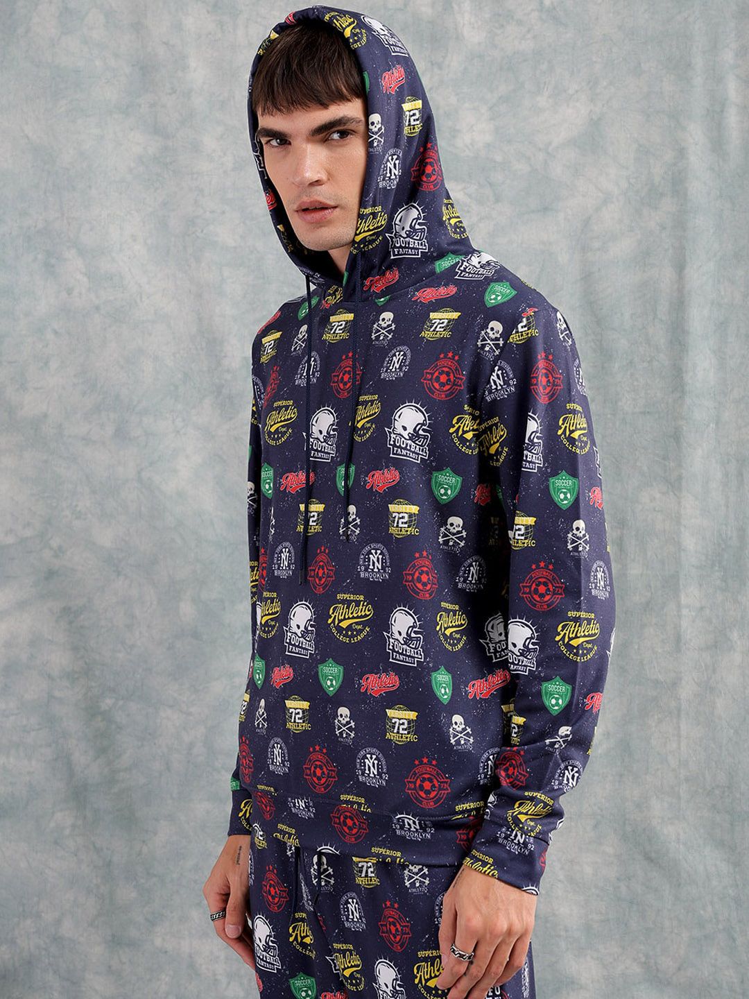 The Indian Garage Co Printed Hooded Sweatshirt & Joggers