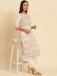 W Women Straight Fit Pure Cotton Ethnic Trousers