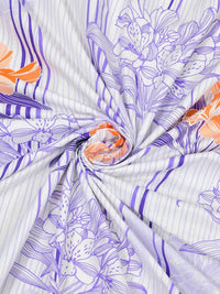 BOMBAY DYEING White & Orange Printed Pure Cotton 120 TC Queen Bedsheet Set 2.24 m X 2.54 m