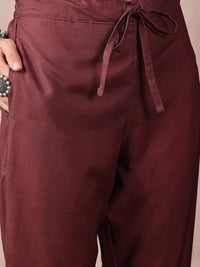 KALINI Floral Printed Thread Work V-Neck Straight Kurta with Trouser And Dupatta