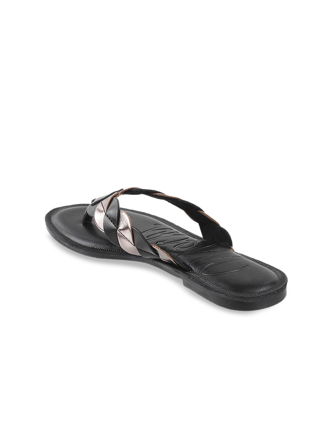 Mochi Women Black Colourblocked T-Strap Flats