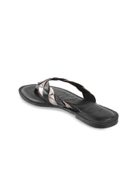 Mochi Women Black Colourblocked T-Strap Flats