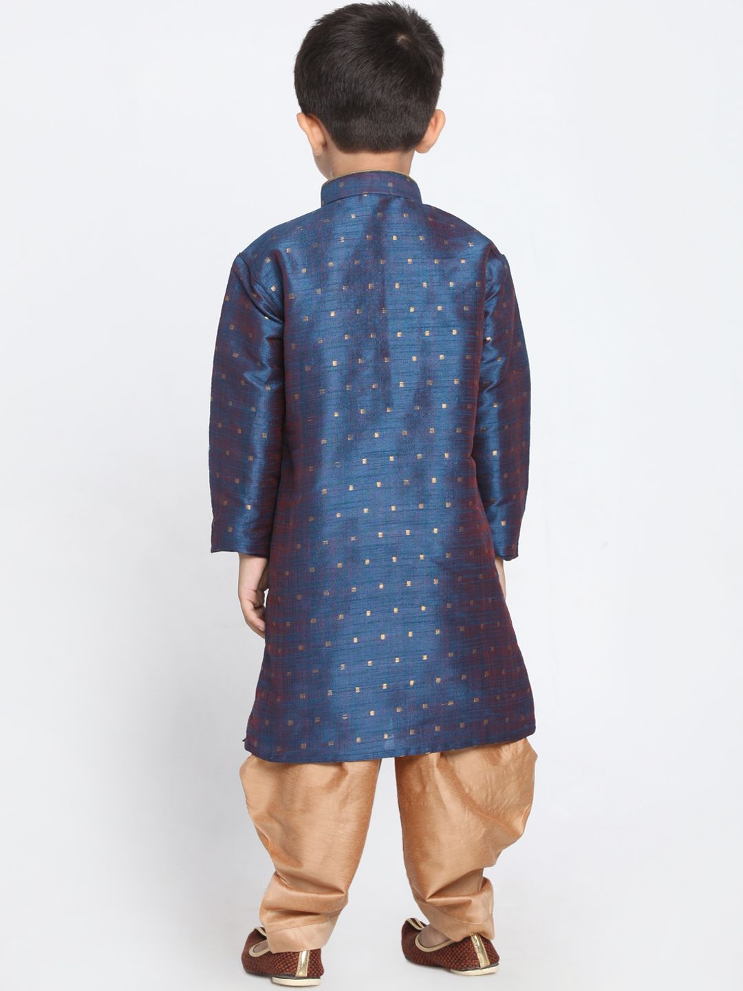 VASTRAMAY Boys Navy Blue & Beige Self Design Kurta with Dhoti Pants
