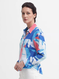 RAREISM Print Mandarin Collar Cotton Top