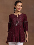 Libas Geometric Woven Design Dobby Pleated Kurti