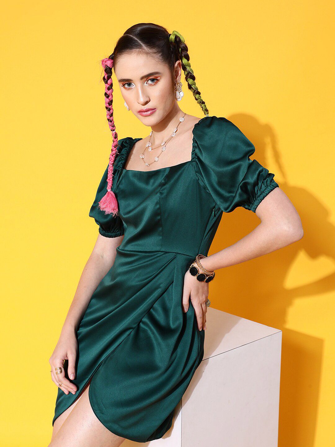 STREET 9 Women Gorgeous Green Solid Dress