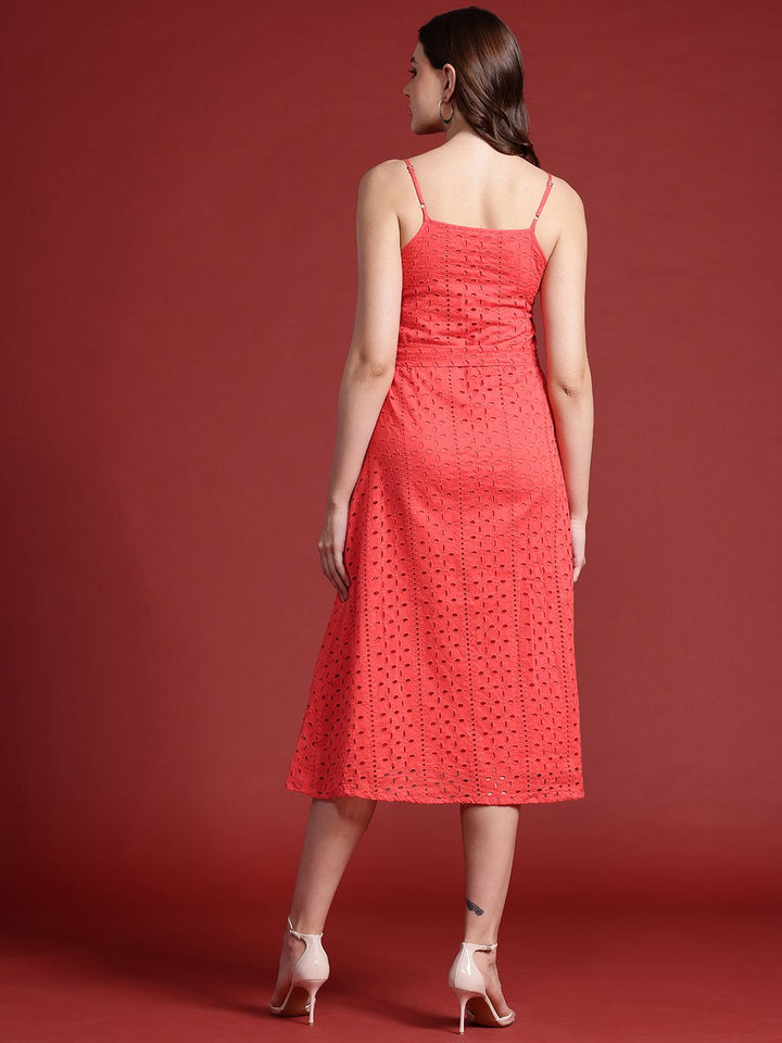 all about you Schiffli Cotton A-Line Midi Dress with Belt