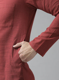 See Designs Men Maroon Thread Work Kurta