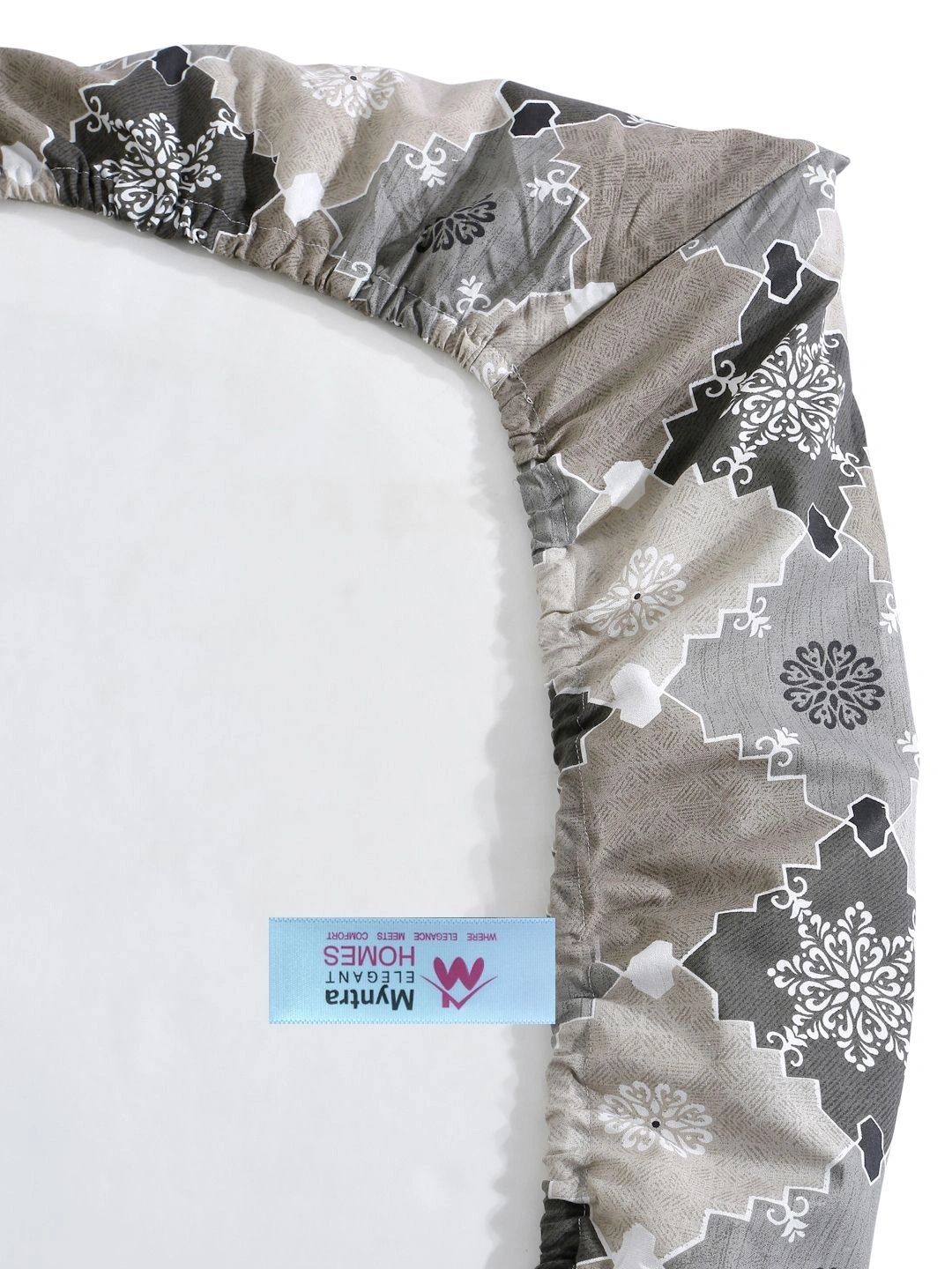Myntra Elegant Homes Grey Geometric 400 TC Single Bedsheet with 1 Pillow Covers