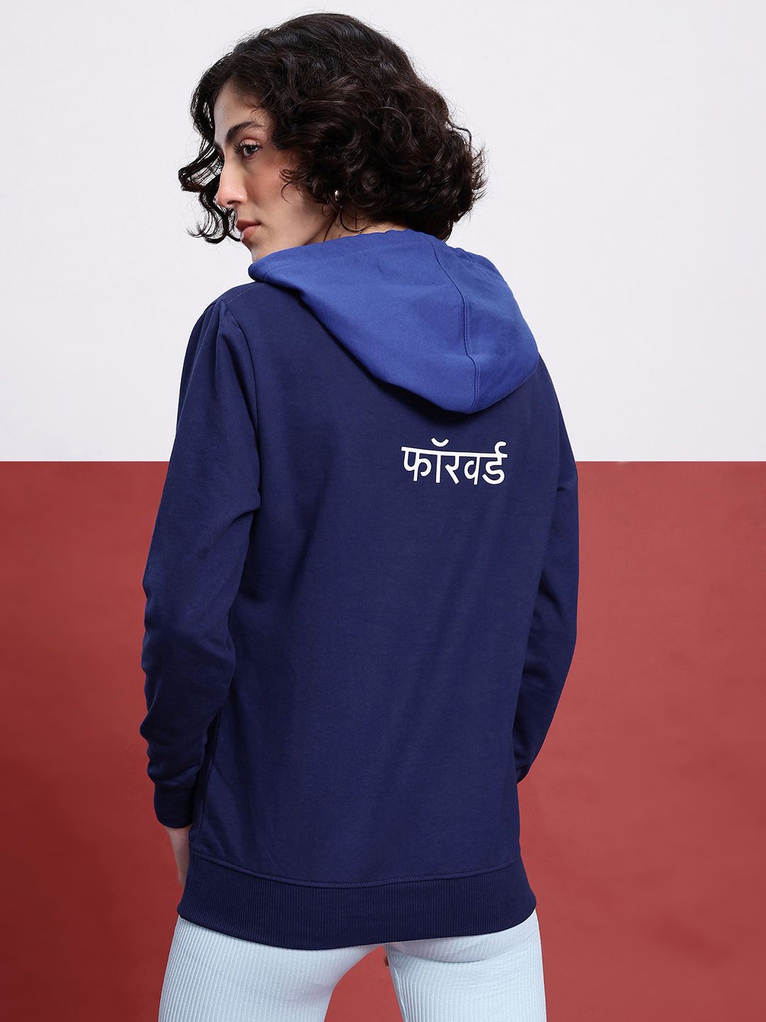 DressBerry Indie Print Contrast Hood Sweatshirt